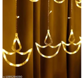 Diya Curtain Decorative LED String Lights – 3 Meter Warm White Plug-in Lights with 108 LEDs, 6+6 Diya Design for Diwali, Wall, Balcony, Indoor & Outdoor Wedding & Festival Decoration - MSH