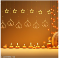 Deep Diya Curtain Decorative LED String Lights – 3 Meter Warm White Plug-in Lights with 108 LEDs, 6+6 Diya Design for Diwali, Wall, Balcony, Indoor & Outdoor Wedding & Festival Decoration - MSH